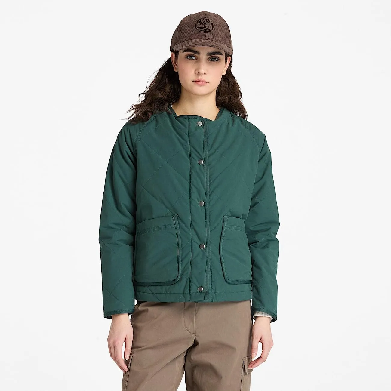 Strapazierfähige, wasserabweisende Steppjacke für Damen in Dunkelgrün