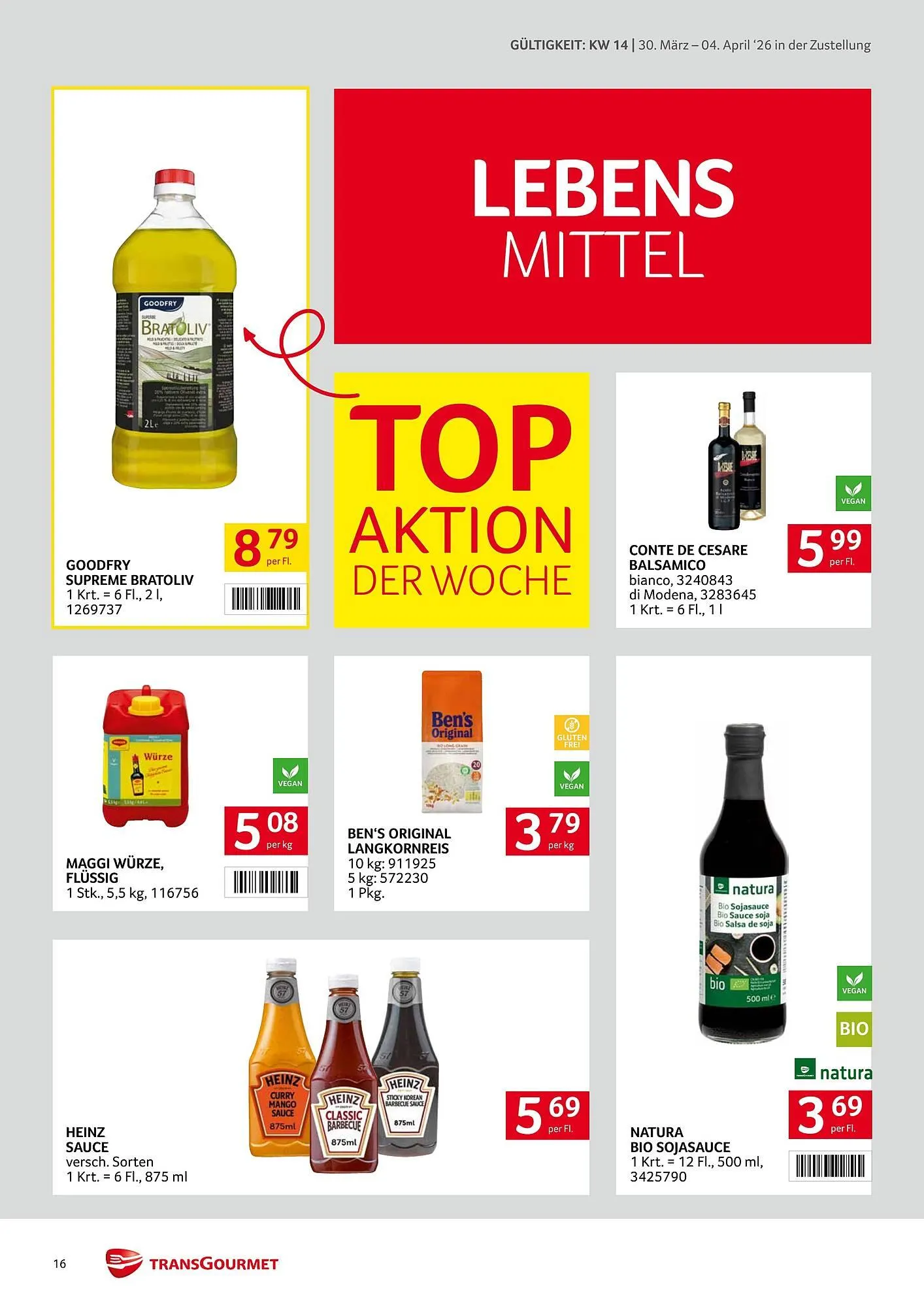Transgourmet Flugblatt von 30. März bis 4. April 2026 - Flugblätt seite 16