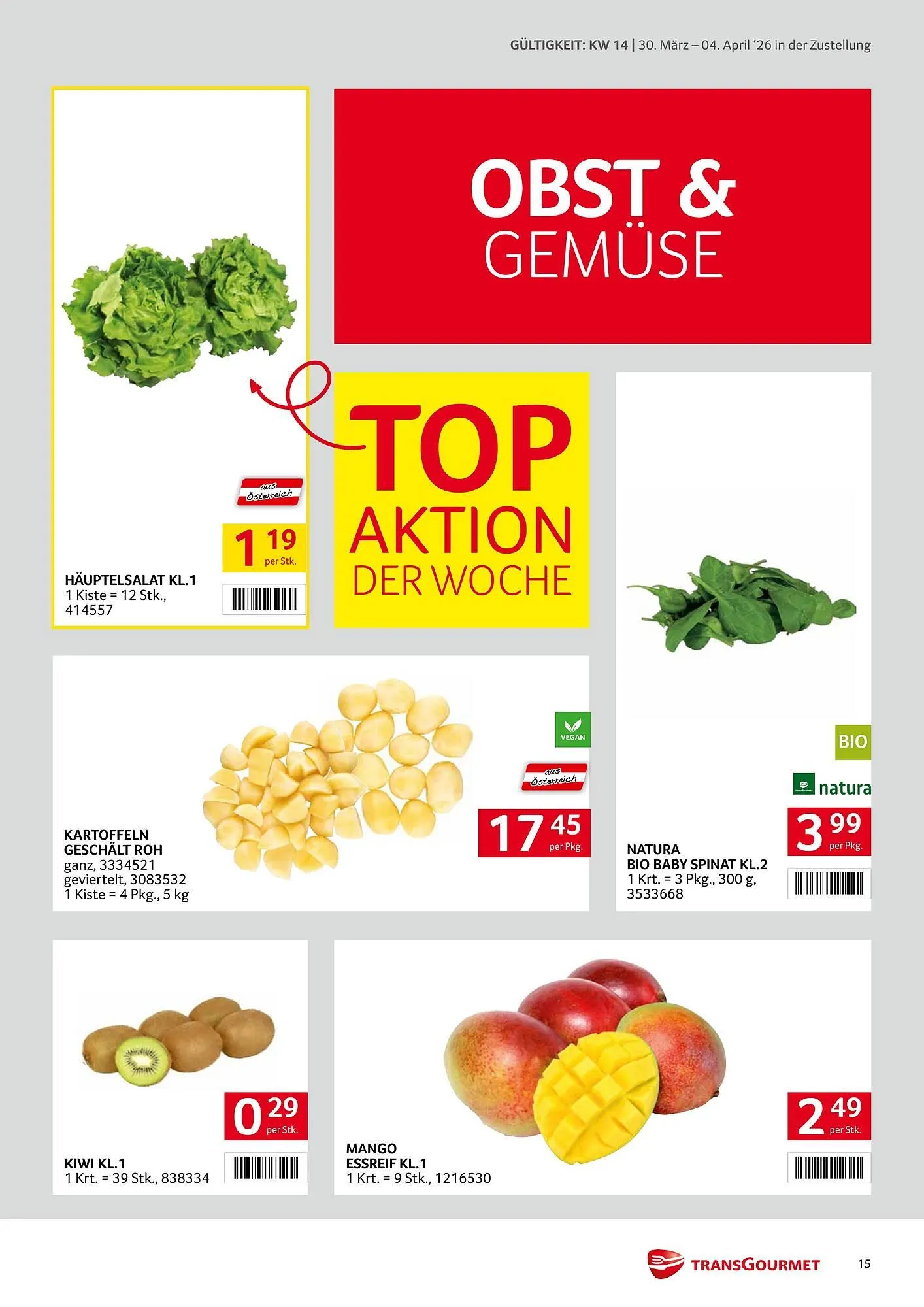 Transgourmet Flugblatt von 30. März bis 4. April 2026 - Flugblätt seite  15