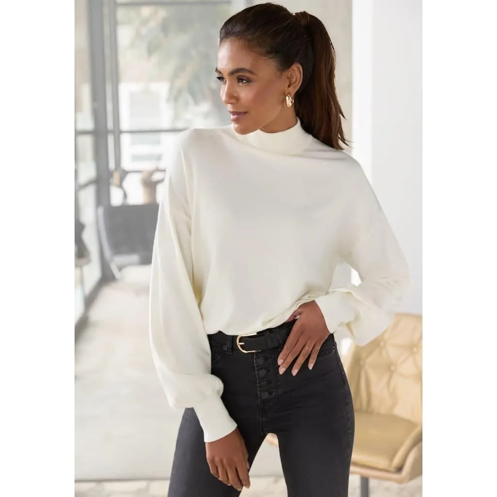 LASCANA Strickpullover mit kleinem Stehkragen, Feinstrickpullover, casual-chic