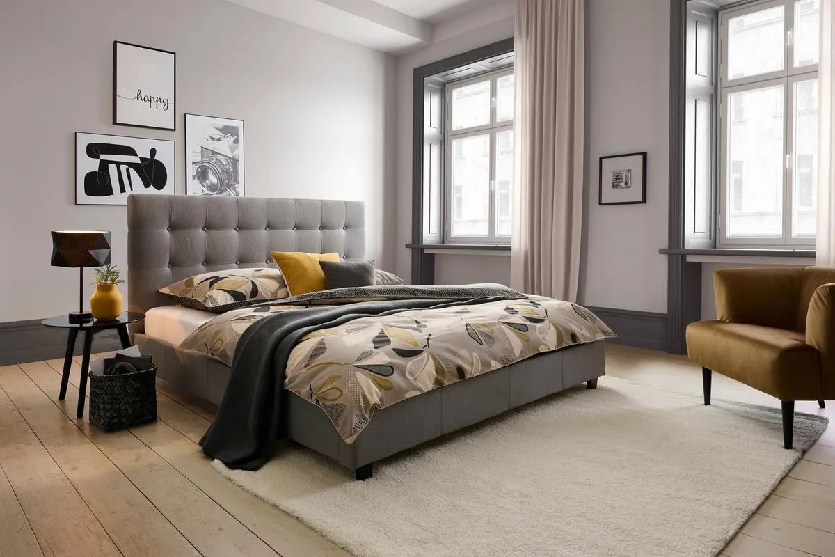 Mit Lattenrost 180x200 Livorno, Hellgrau