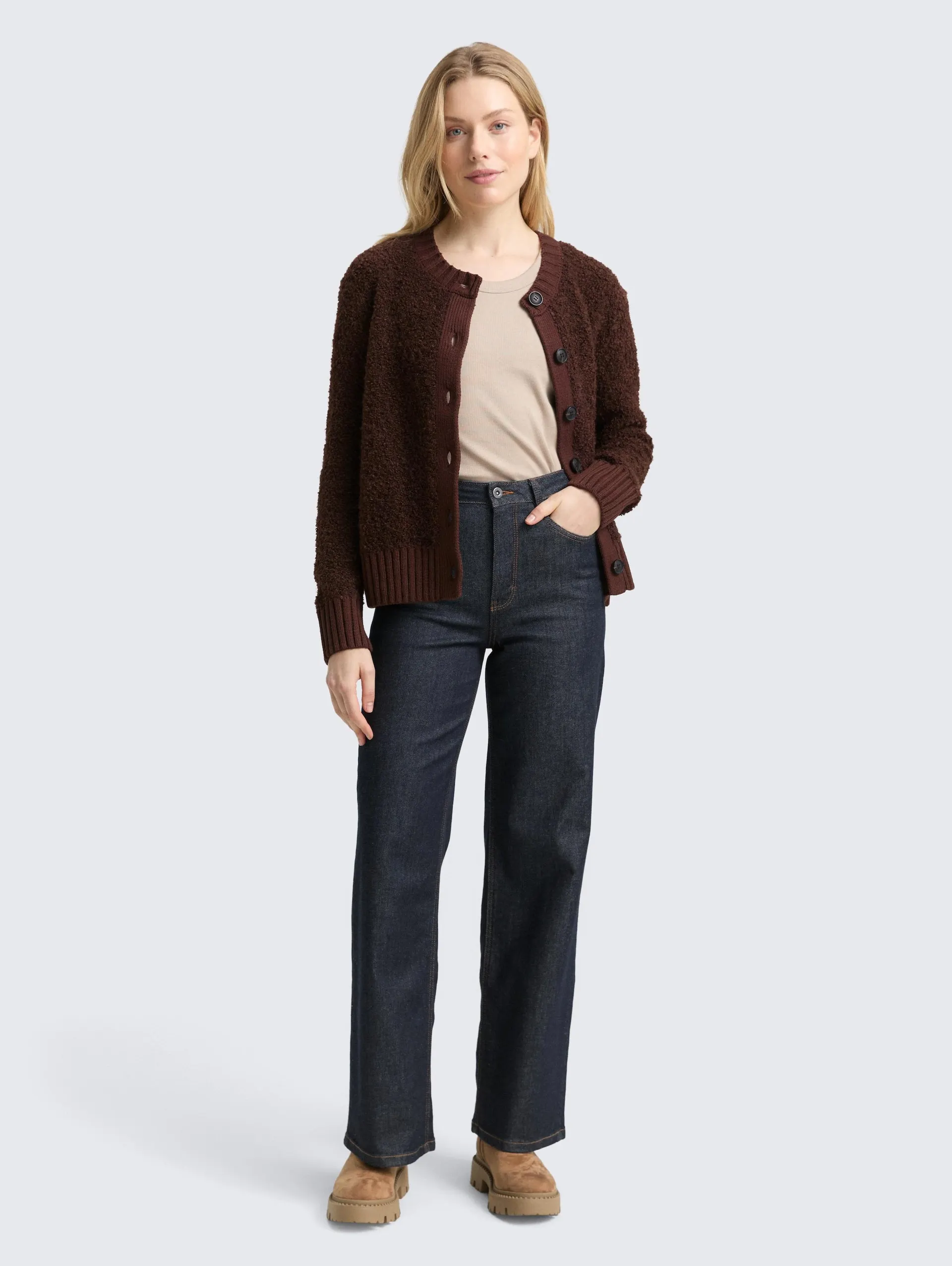 Bouclé Cardigan mit Wollanteil