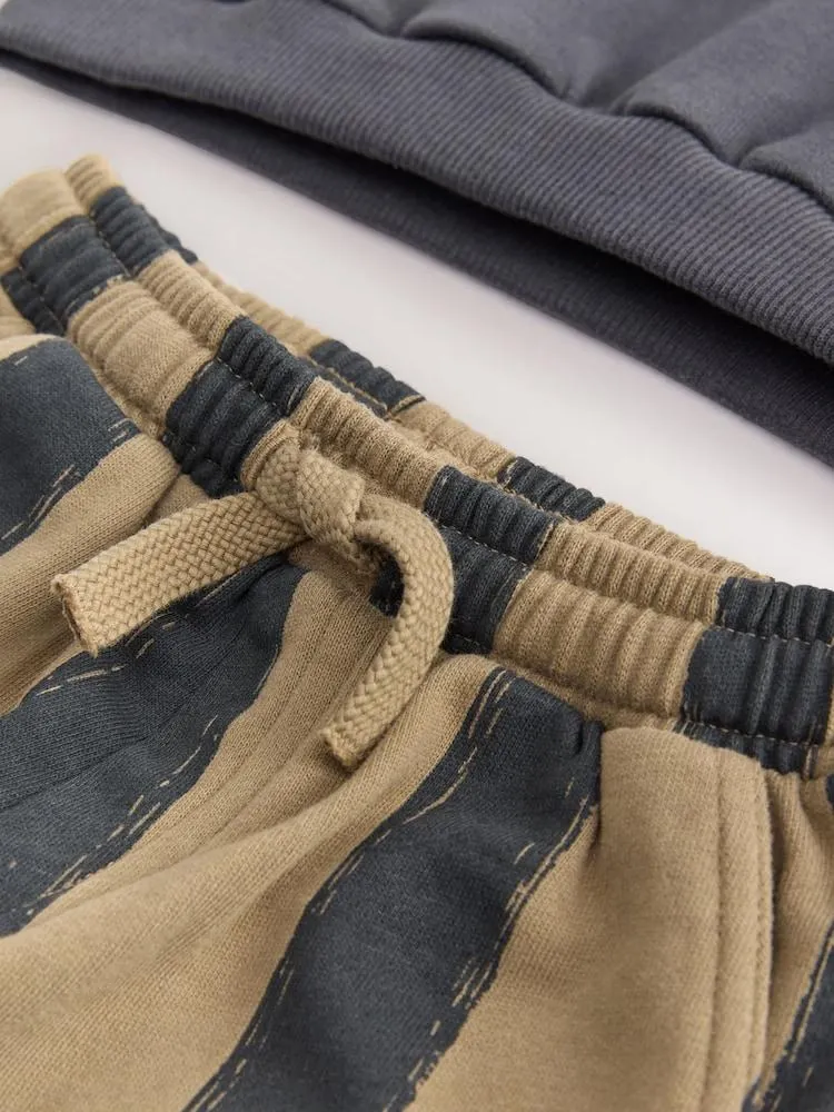 Schwarz/Braun - Sweatshirt und gestreifter Jogginghose im Set (3Monate–7Jahre)
