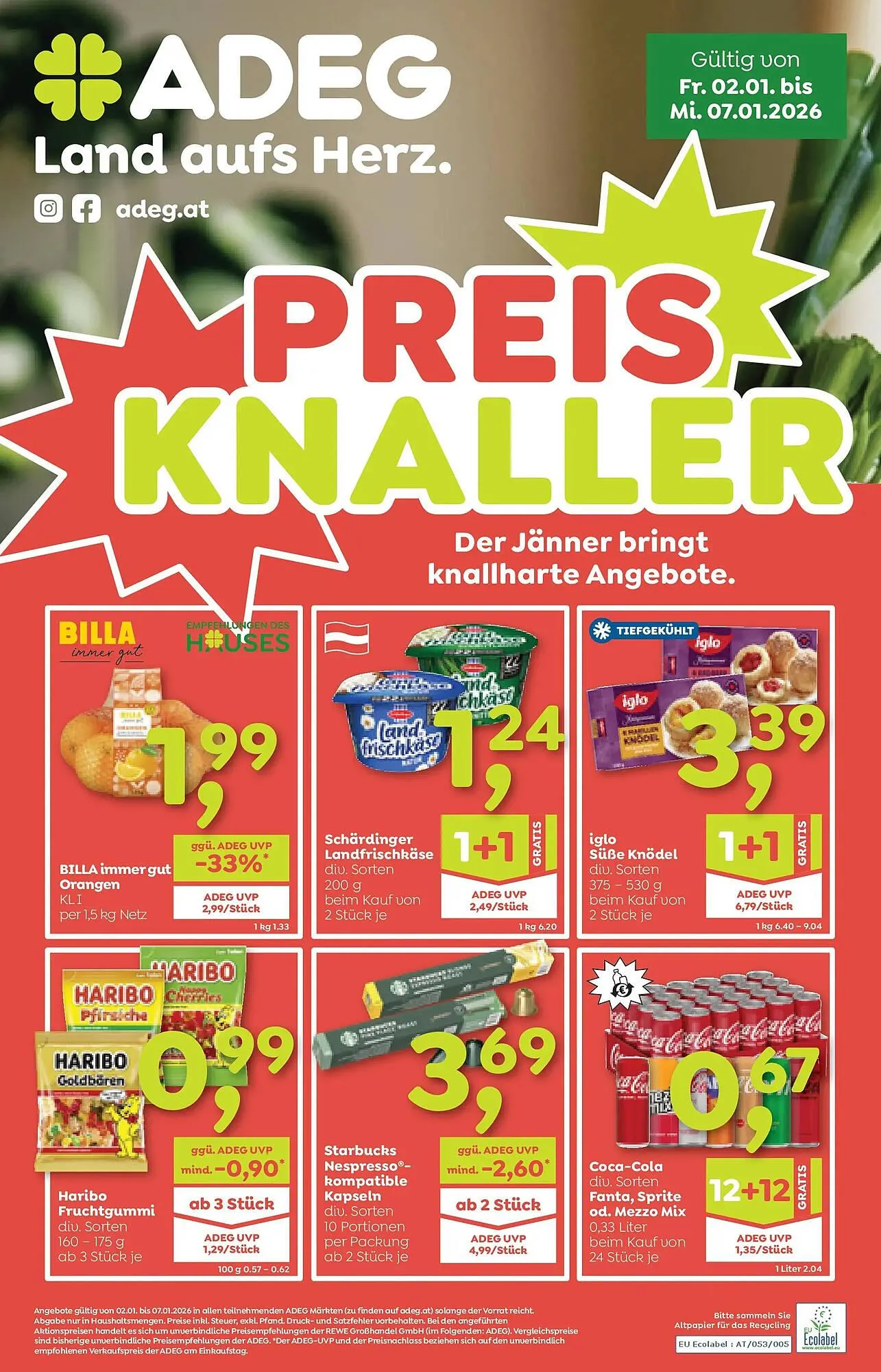 ADEG Flugblatt von 2. Jänner bis 7. Jänner 2026 - Flugblätt seite 1