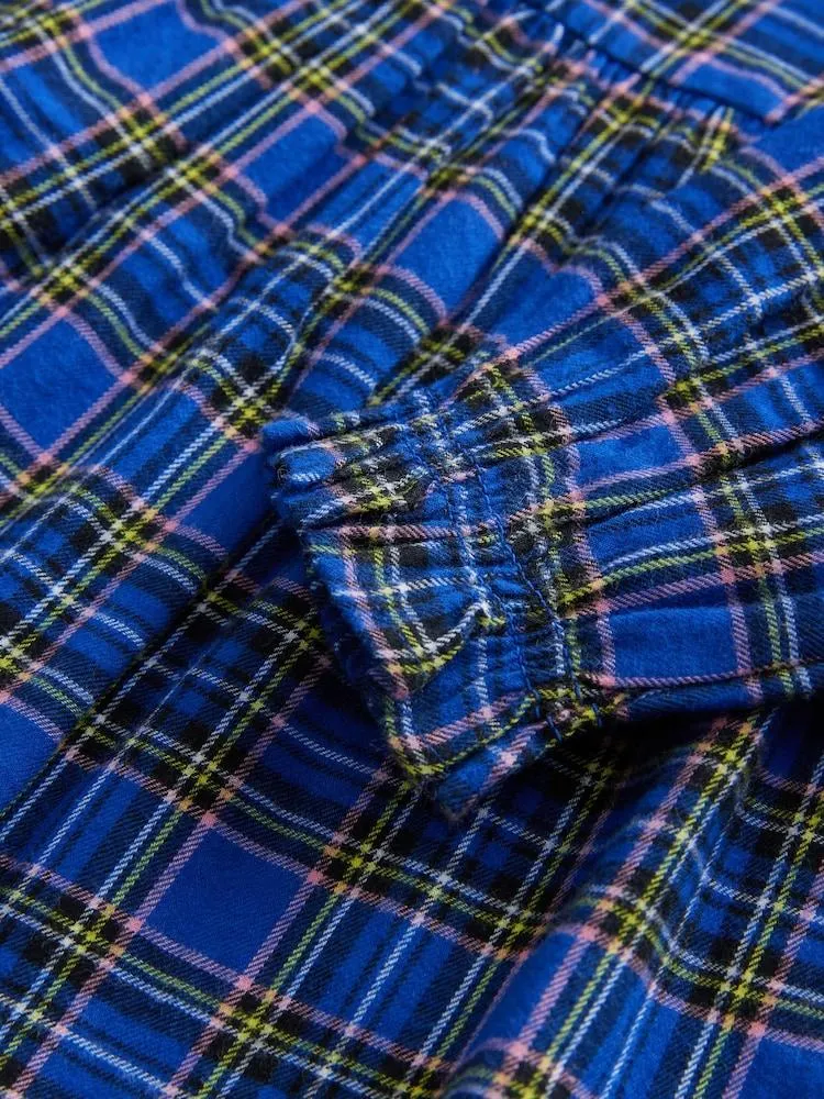 Kobaltblau kariert - Langarmkleid mit Kragen (3 Monate bis 8 Jahre)