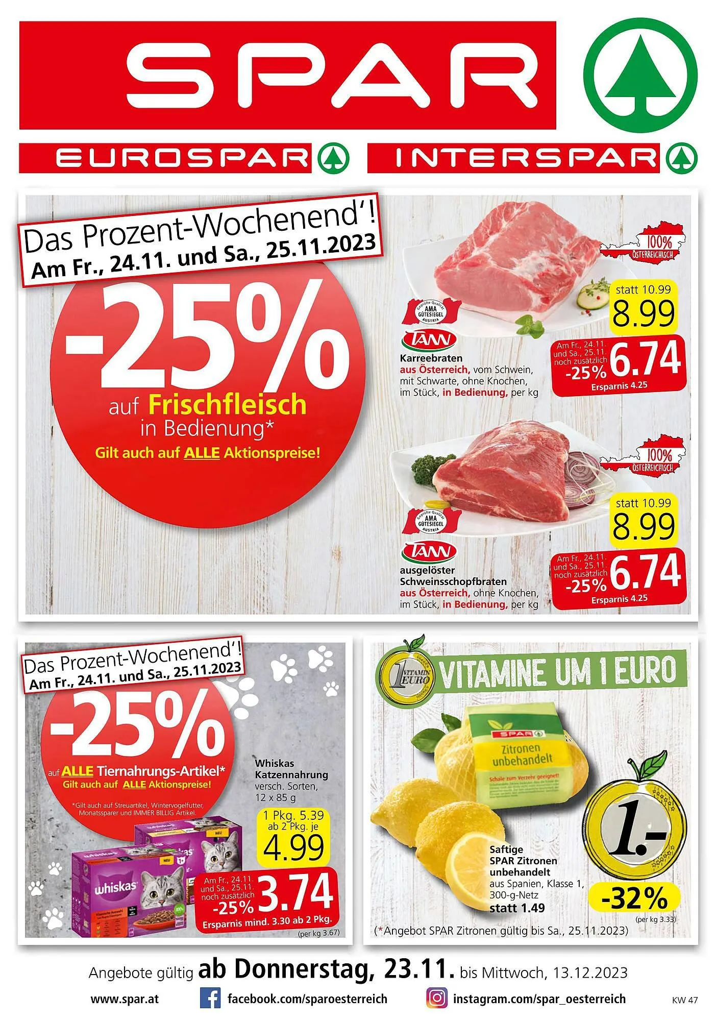 Spar Flugblatt von 23. November bis 13. Dezember 2023 - Flugblätt seite  1