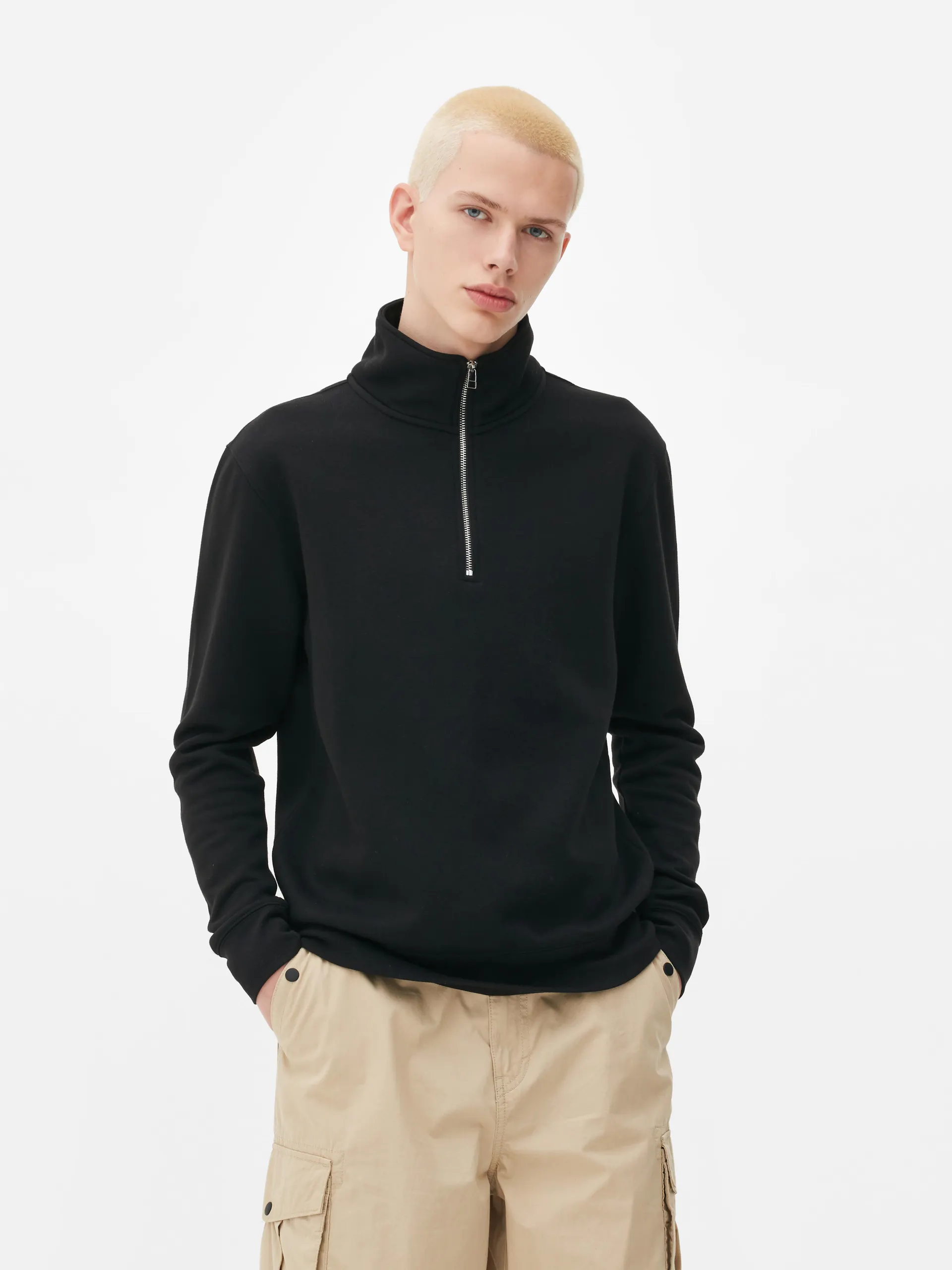 Essential-Sweatshirt mit Viertelreißverschluss