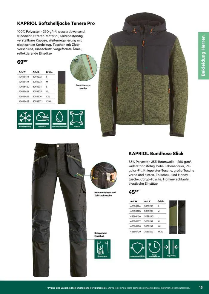 Katalog Bekleidung 2024 von 17. Mai bis 26. Mai 2024 - Flugblätt seite  15