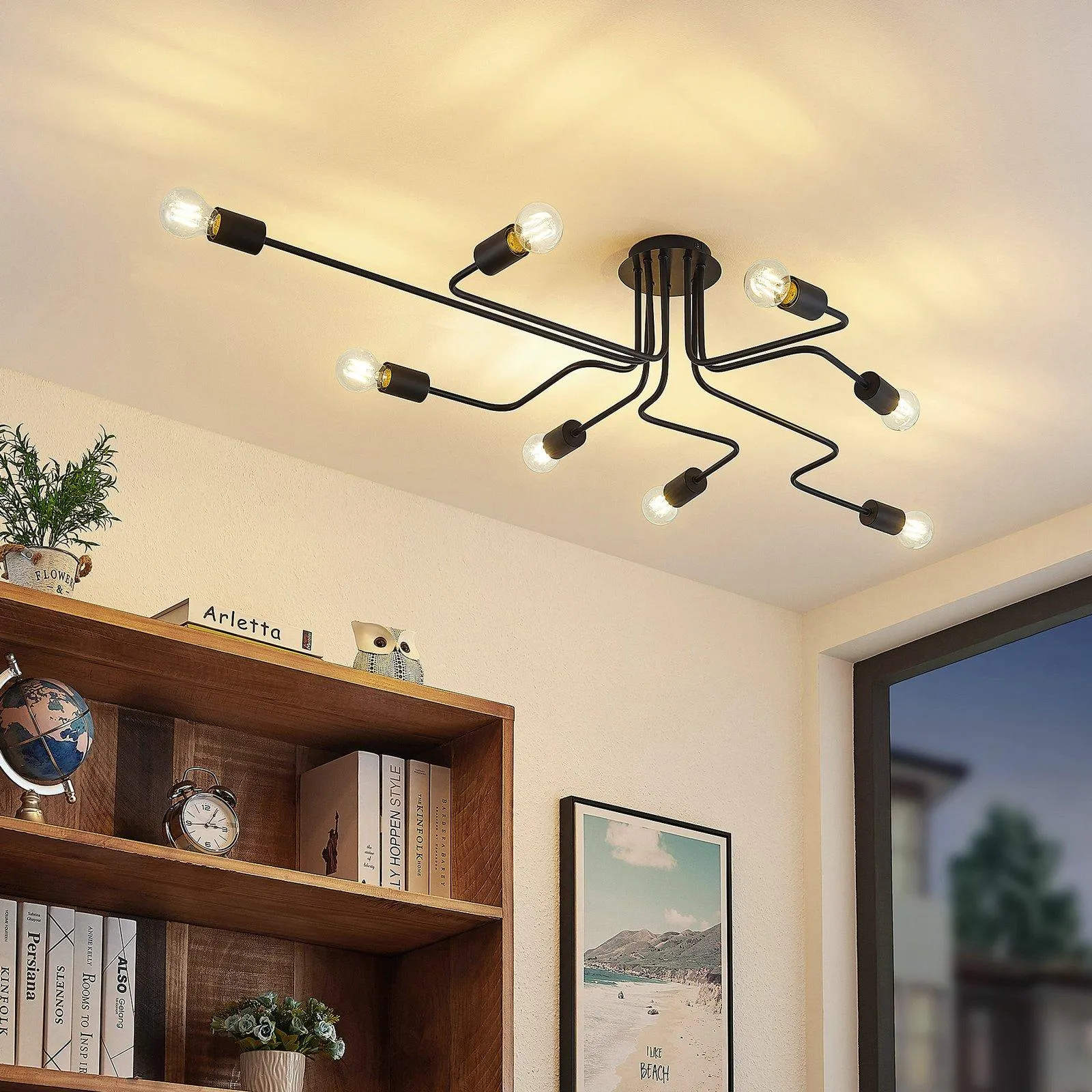 Lindby Deckenleuchte Elimar, 136 cm, 8-flammig, Metall, E27