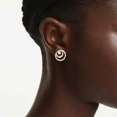 Hyperbola Ohrstecker Rundschliff, Weiß, Goldlegierungsschicht