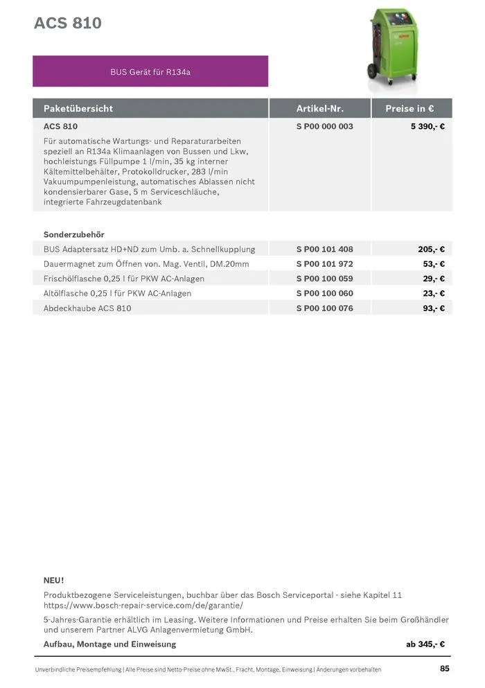Werkstattausrüstung von Bosch von 21. Mai bis 31. Dezember 2024 - Flugblätt seite  85