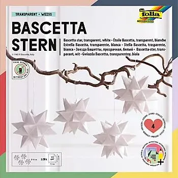 folia Transparentpapier-Faltblätter "Bascetta-Stern", weiß, 7,5 x 7,5 cm, 128 Blatt