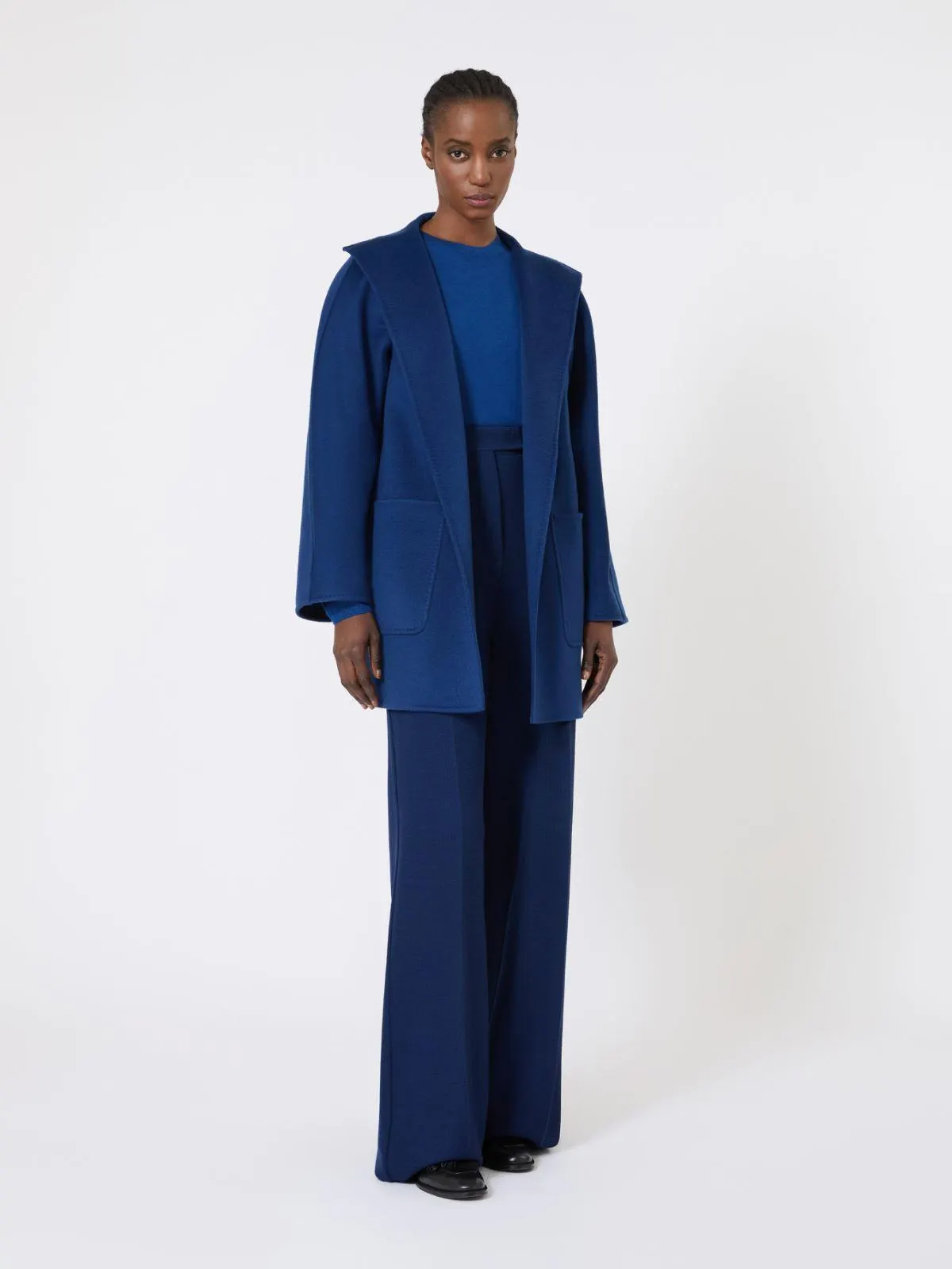 Cardigan-Mantel aus Kaschmir - Chinablau