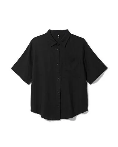 damesblouse Lizzy met linnen zwart