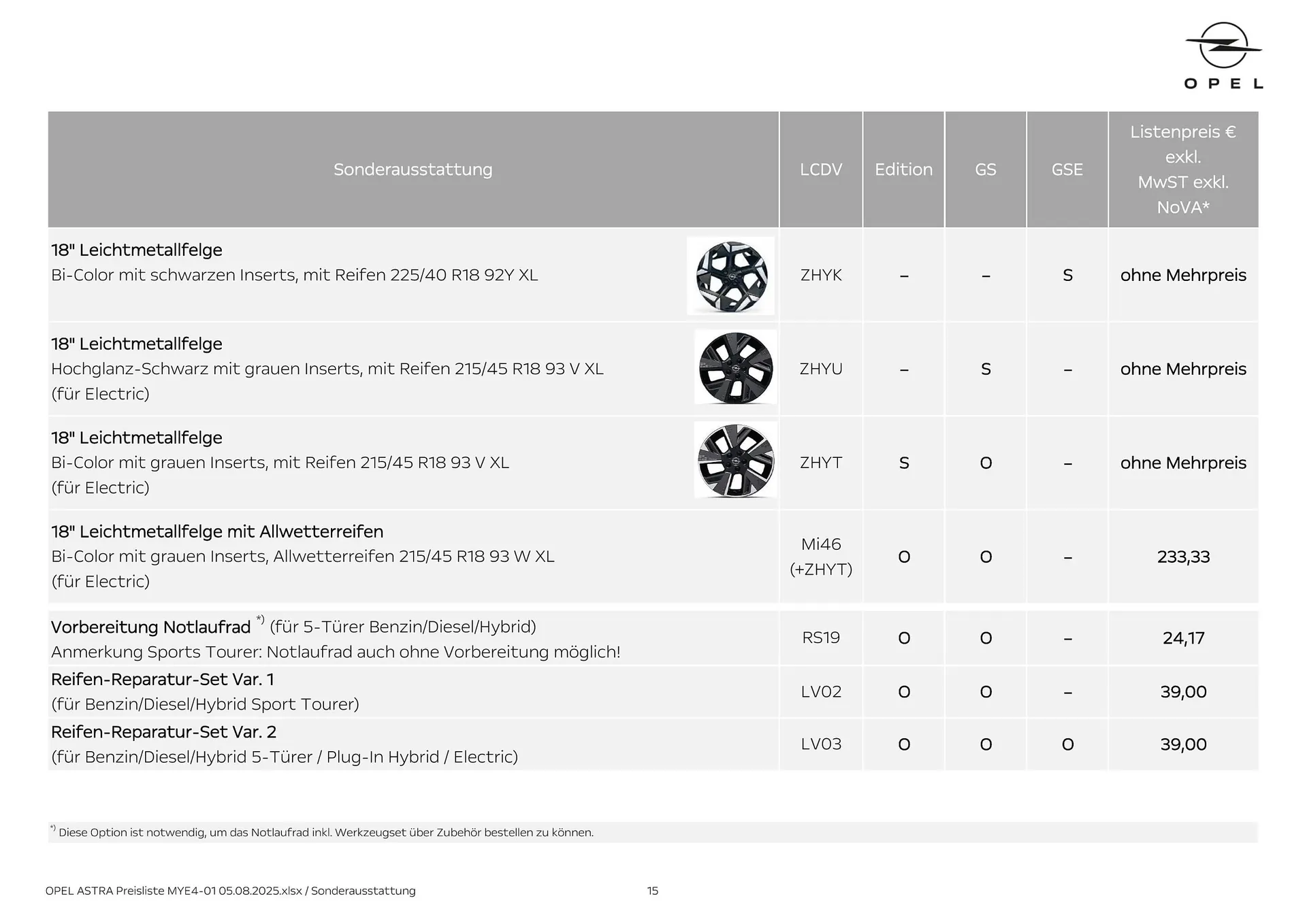 Opel Flugblatt von 18. August bis 18. November 2025 - Flugblätt seite 15