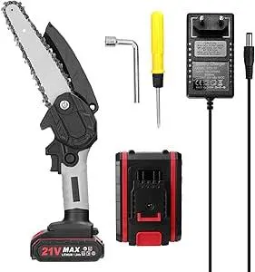 YIWENG 21 V 6 Zoll tragbare elektrische Astsäge Kleine Holzspaltkettensäge Bürstenmotor Einhand-Holzbearbeitungswerkzeug für Gartenobstgärten