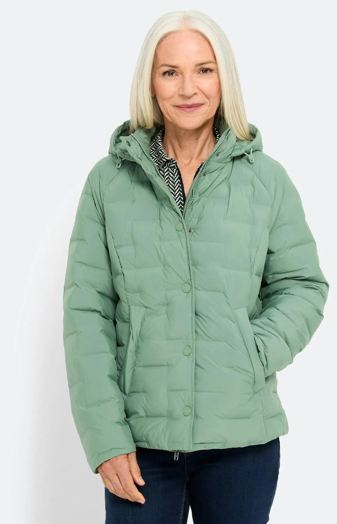 Steppjacke mit Zip-Taschen, graugrün