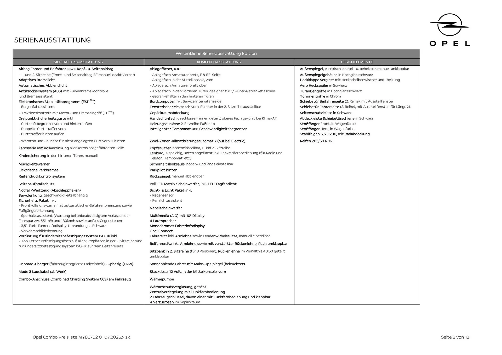 Opel Flugblatt von 18. August bis 18. November 2025 - Flugblätt seite  3