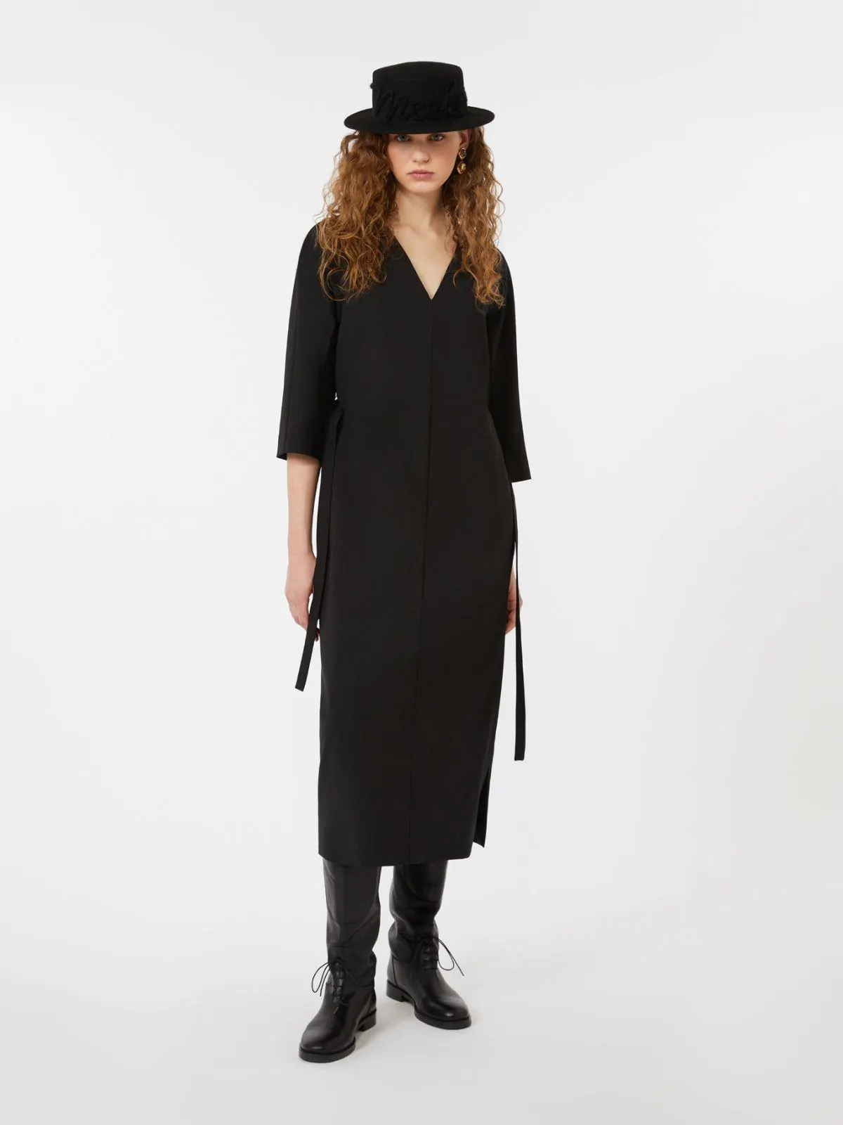 Kleid aus Wolltuch - Schwarz