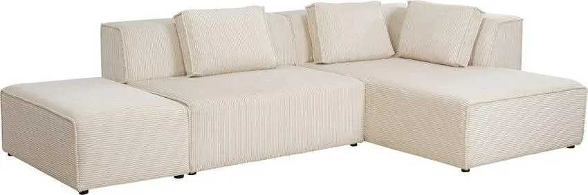 Ecksofa Infinity Ottomane Cord Creme Rechts