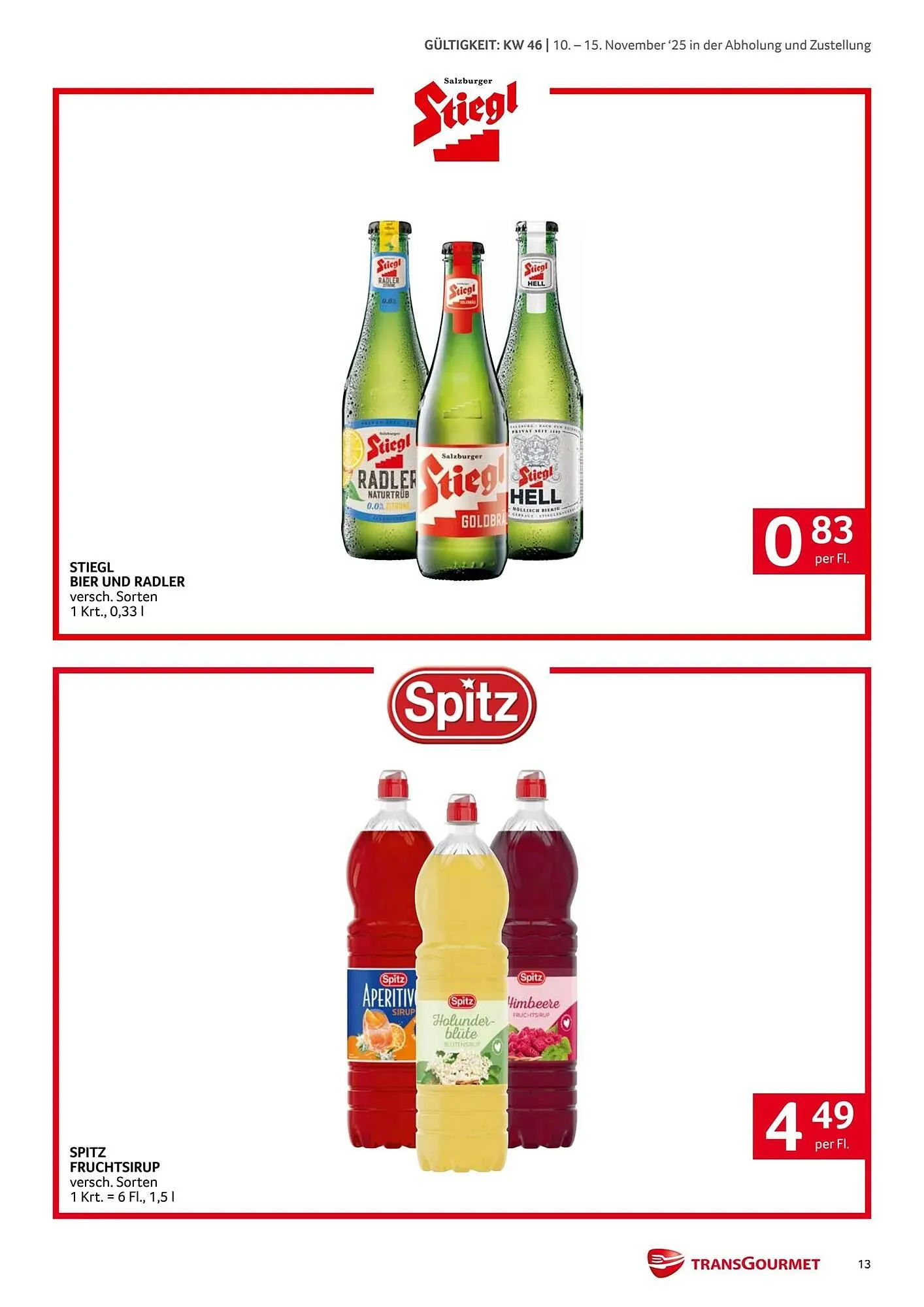 Transgourmet Flugblatt von 10. November bis 15. November 2025 - Flugblätt seite 13