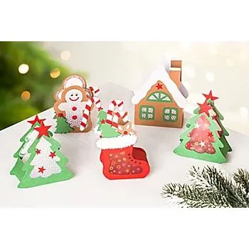 buttinette Bastel-Set Tischlaternen "Weihnachten", 5 Tischlaternen – Vorlagen bereits vorgedruckt