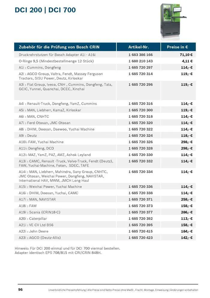 Werkstattausrüstung von Bosch von 21. Mai bis 31. Dezember 2024 - Flugblätt seite 96