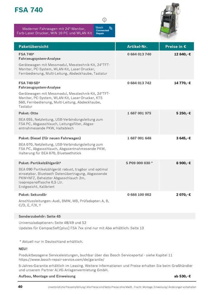 Werkstattausrüstung von Bosch von 21. Mai bis 31. Dezember 2024 - Flugblätt seite 40