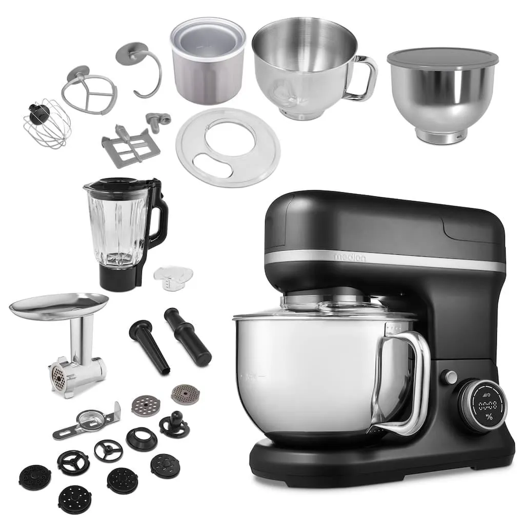 Medion® Küchenmaschine »MD 18442, 8 Geschwindigkeitsstufen, Impulsfunktion, 5L Rührschüssel« Umfangreiches Zubehör-Set inkl. Eisschüssel für Speiseeiszubereitung