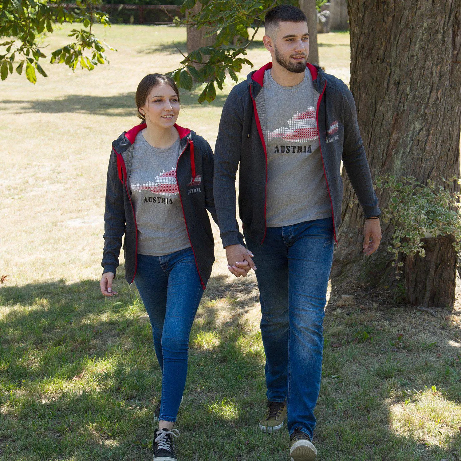 Damen Hoodie-Jacke “Austria”, Dunkelgrau