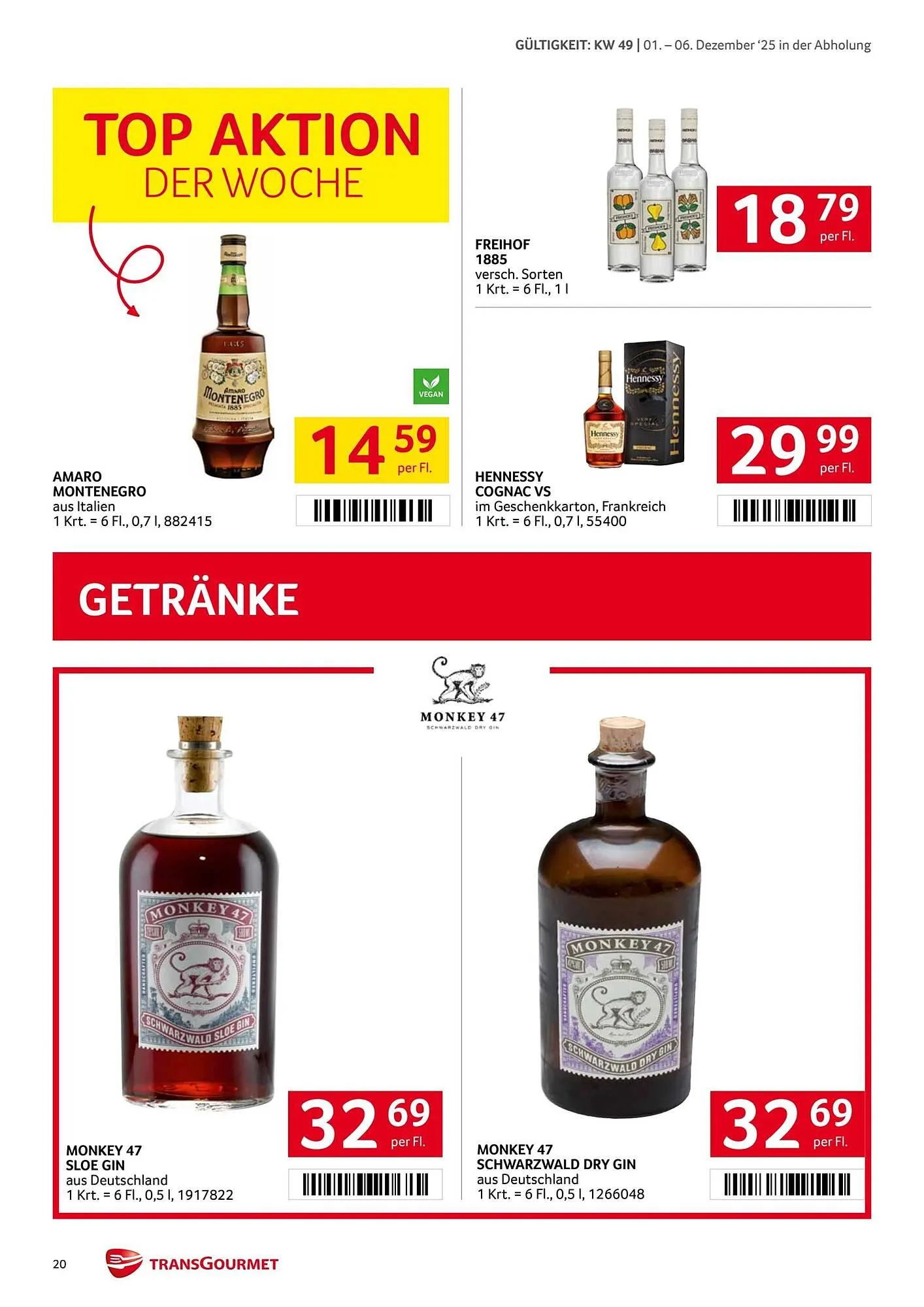 Transgourmet Flugblatt von 1. Dezember bis 7. Dezember 2025 - Flugblätt seite  20