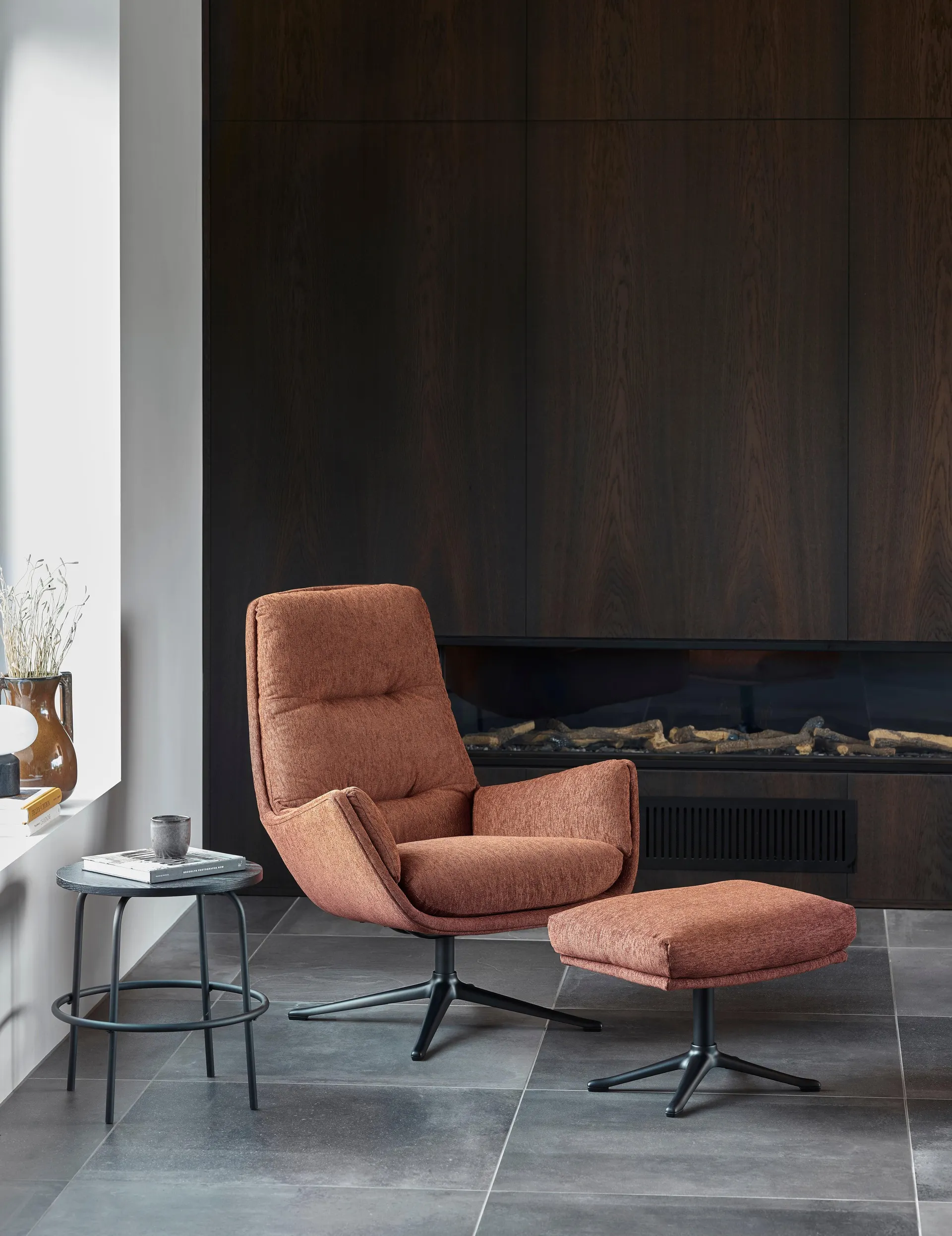 LORENZO Sessel/Hocker rostorange