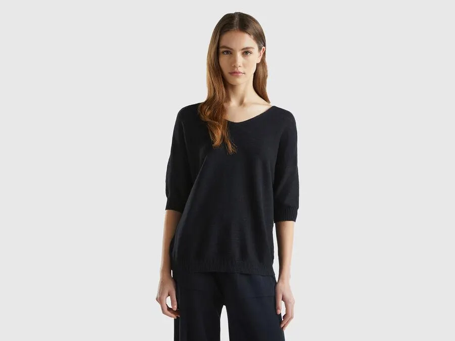 Jersey en mezcla de algodón y lino