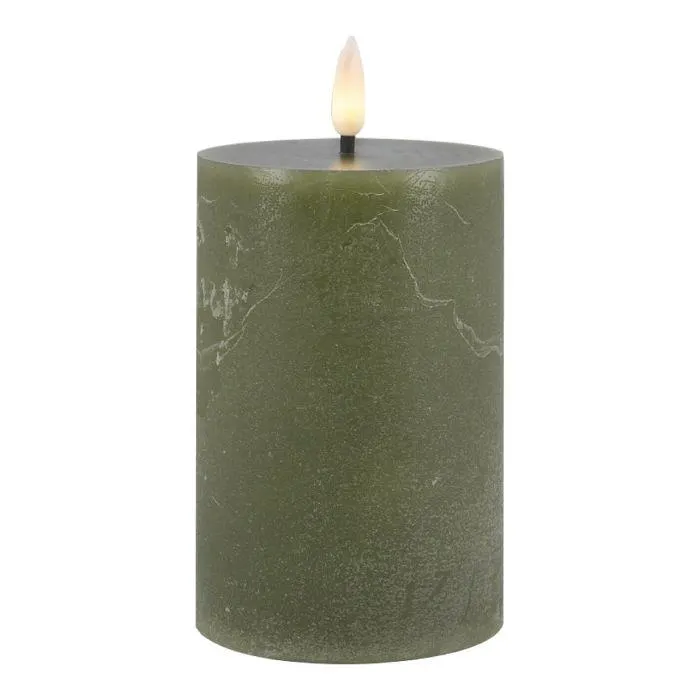 LED-Kerze Rustik, waldgrün, 7.5 x 14.5 cm