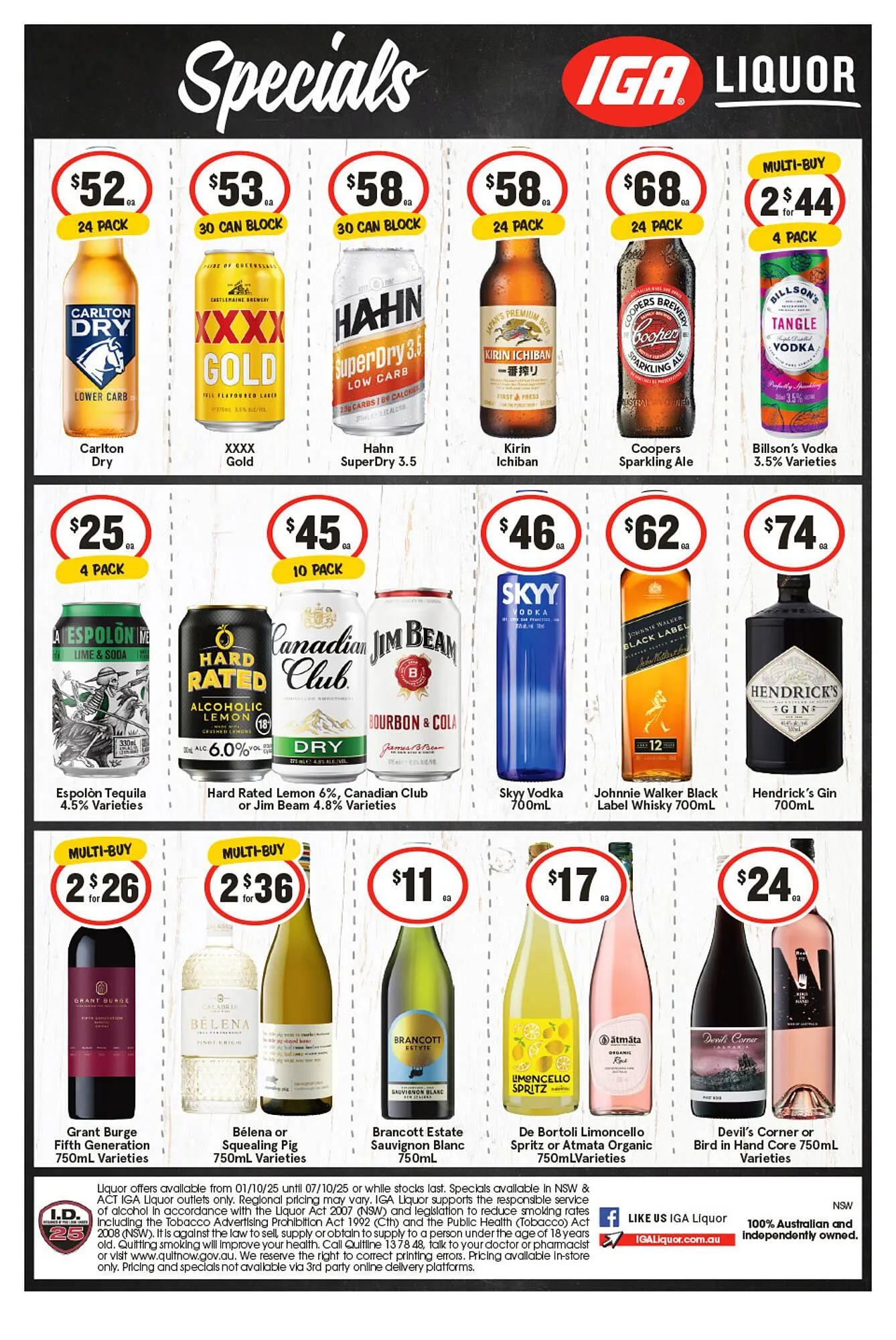 IGA Liquor catalogue - Catalogue valid from 1 October to 7 October 2025 - page 1