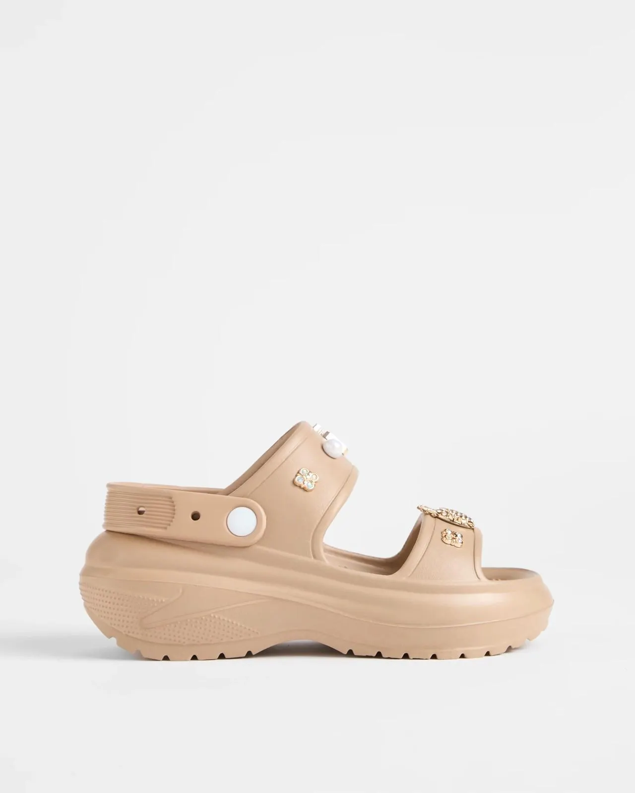 Womens EVA Clog with Charms - Beige