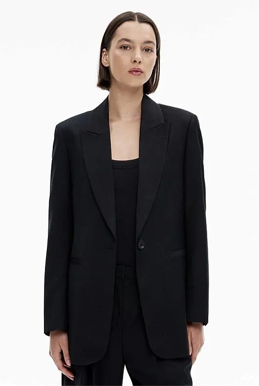 Wool Blend Boxy Blazer
