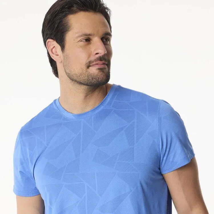 NMA Jacquard Men's 3D Print Short Sleeve Tee Blue