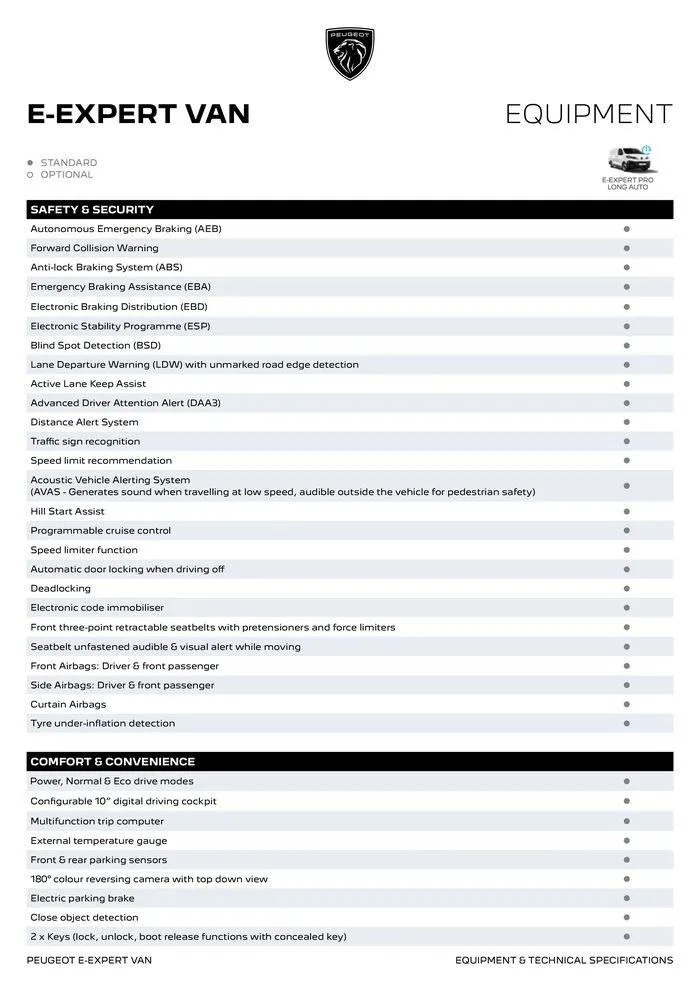 Peugeot E-EXPERT VAN BROCHURE - Catalogue valid from 3 September to 3 September 2025 - page 2