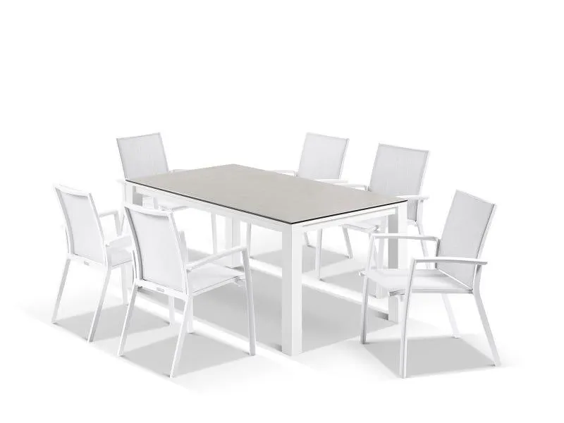 Adele Ceramic table with Sevilla Chairs 7pc Outdoor Dining Setting