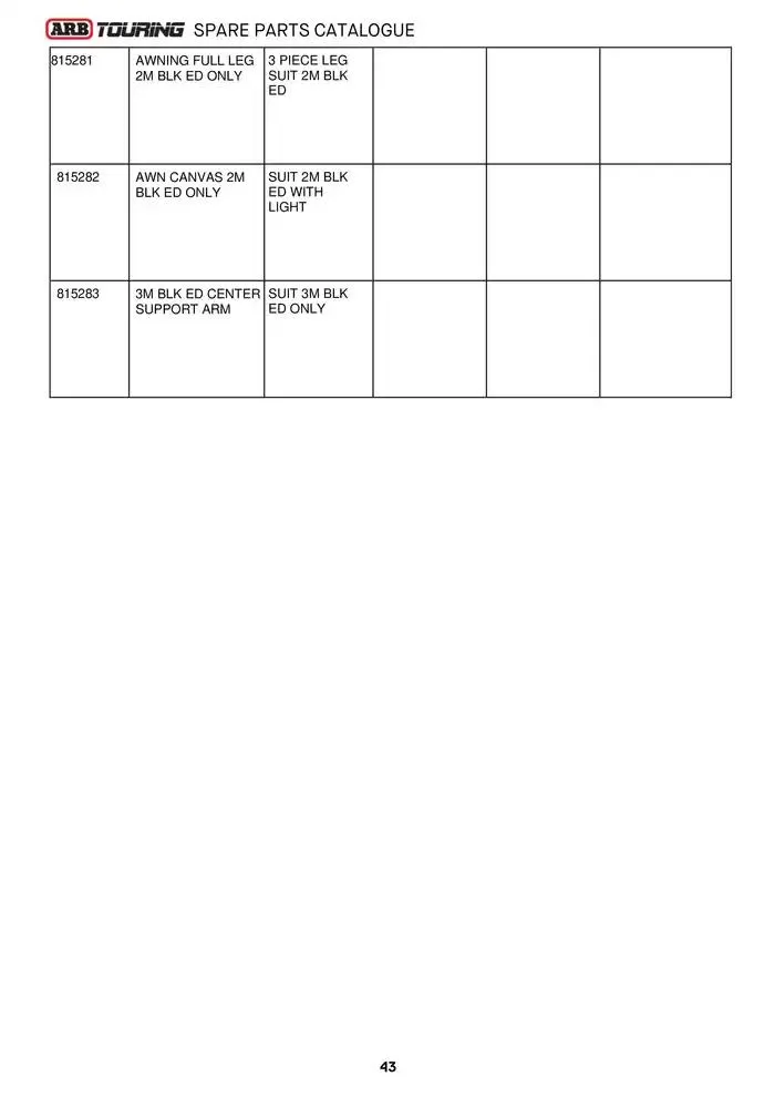 ARB Touring Spare Parts Catalogue - Catalogue valid from 14 March to 31 March 2025 - page 43