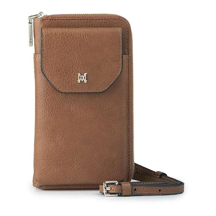 Madison Women's Hallie Large Tech/Wallet Crossbody Bag Dark Tan