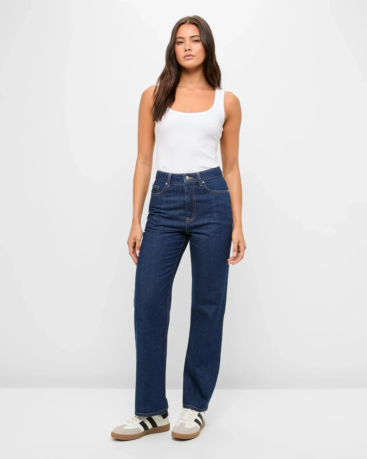 High Rise Straight Leg Denim Jeans - Lily Loves - Rinsewash