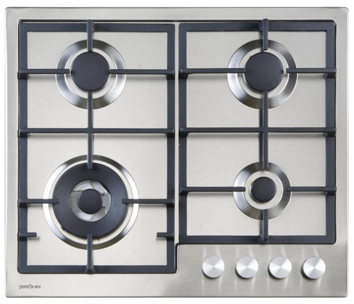 Brohn 60cm 4 Burner Gas Stainless Steel Cooktop BRGC6001SS