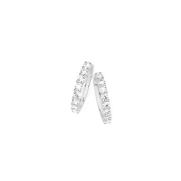 Silver CZ Claw Set Hoop Earrings