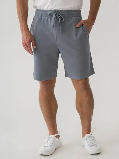 Blue Wash Elastic Waist Fleece Shorts