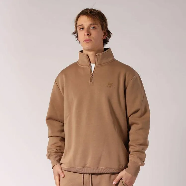 Russell Athletic Men's Brooklyn Quarter Zip Fleece Caramel