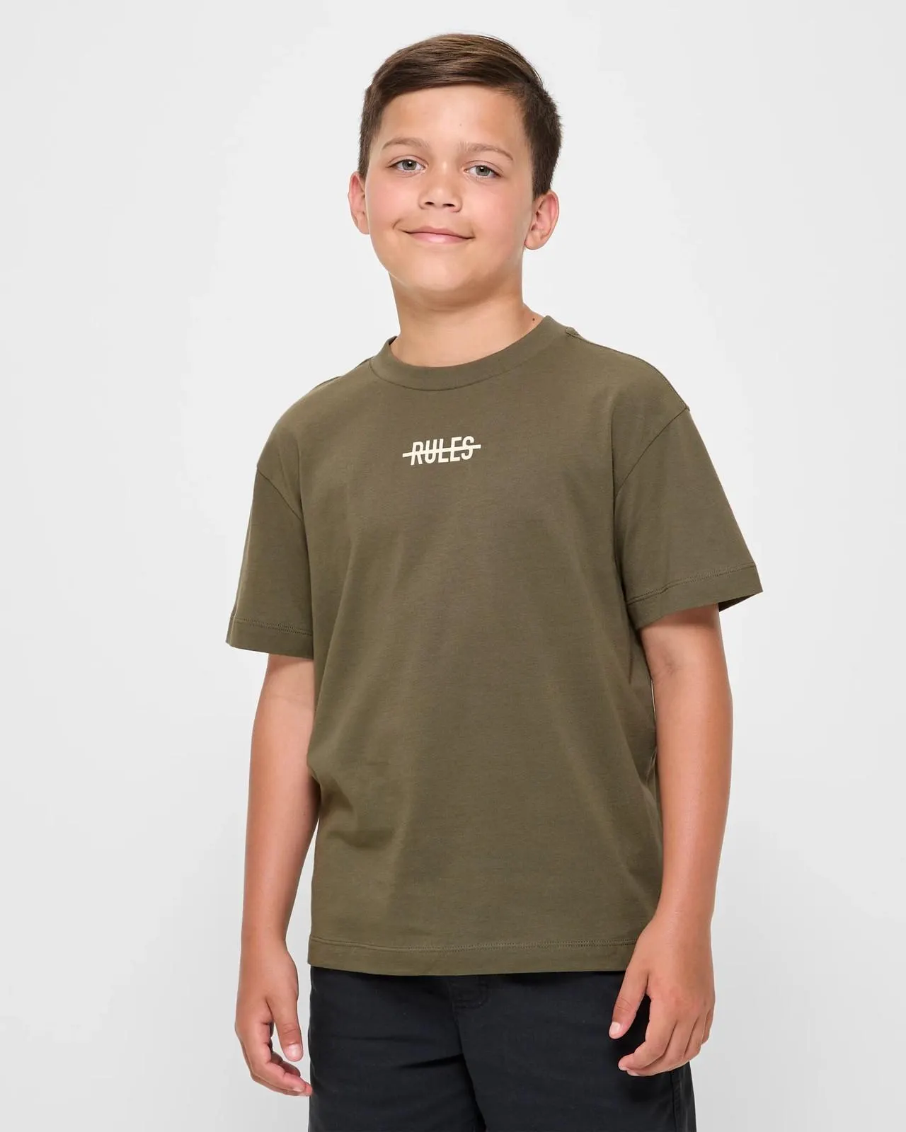 Australian Cotton Loose Fit Print T-shirt - Khaki
