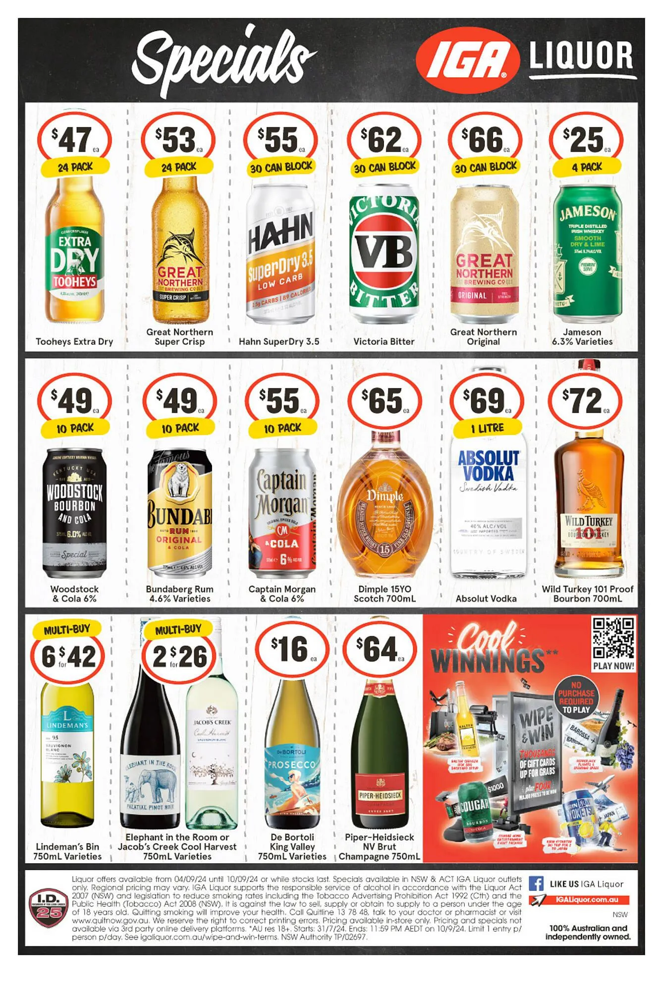 IGA Liquor catalogue - Catalogue valid from 4 September to 10 September 2024 - page 1