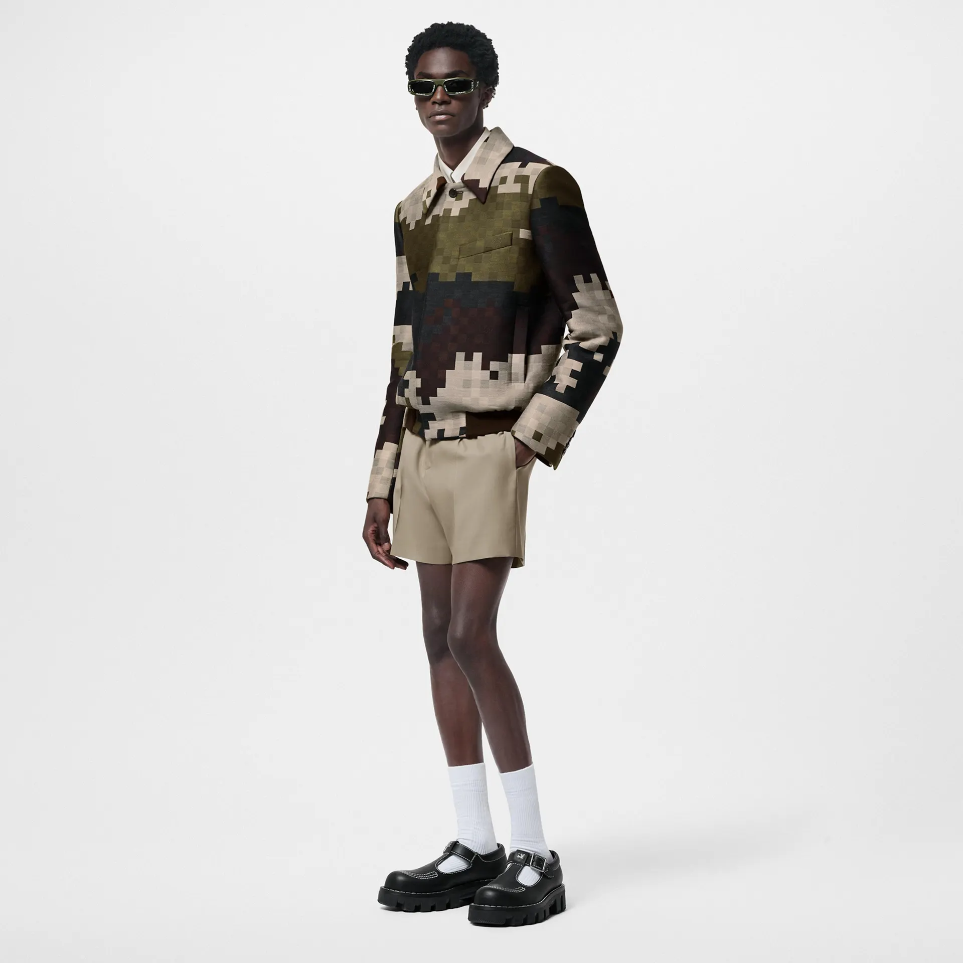 Silk Blend Tailored Damier Blouson